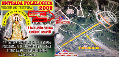 Plano de situación y del recorrido de la 'Entrada Folklórica' del 15 de agosto  de 2009